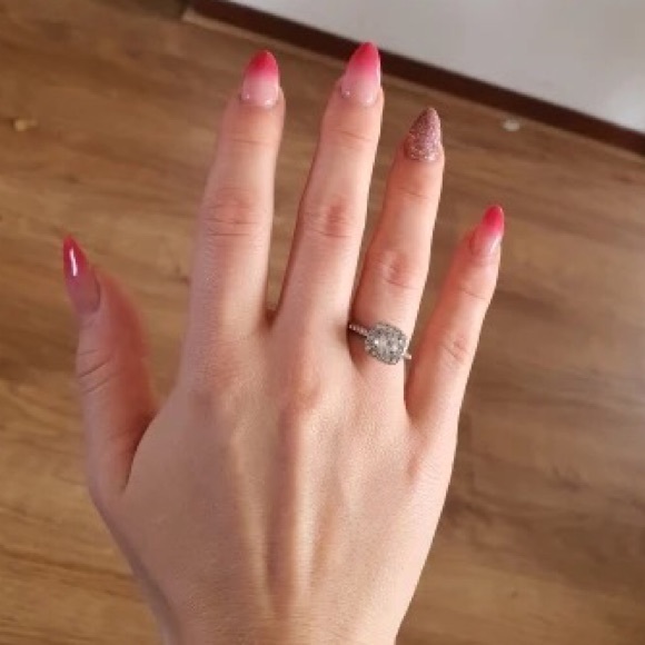 Double rings band luxury chic rhinestone diamond - Picture 8 of 8